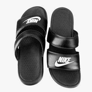 Nike Double Strap Slides Woman's 11 Black Used Good Condition